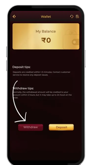 Click on the withdraw option